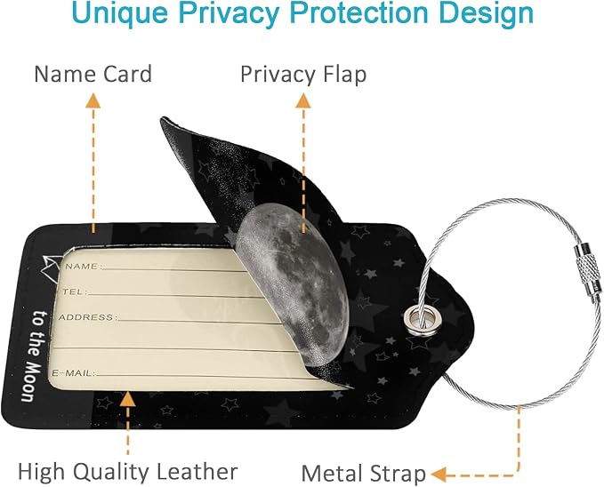 2 Pack Luggage Tag for Suitcase, Cute Unique Leather Suitcase Tags Identifiers - Image 2