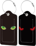 2 Pack Evil Eyes Luggage Tag for Suitcases Green Cat Eyes PU Leather Bag Travel by EOBKLAX