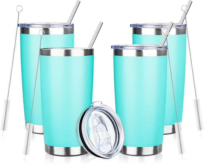 20oz Tumbler with Straw and Brush, Stainless Steel Vacuum Insulated tumbler by Unknown
