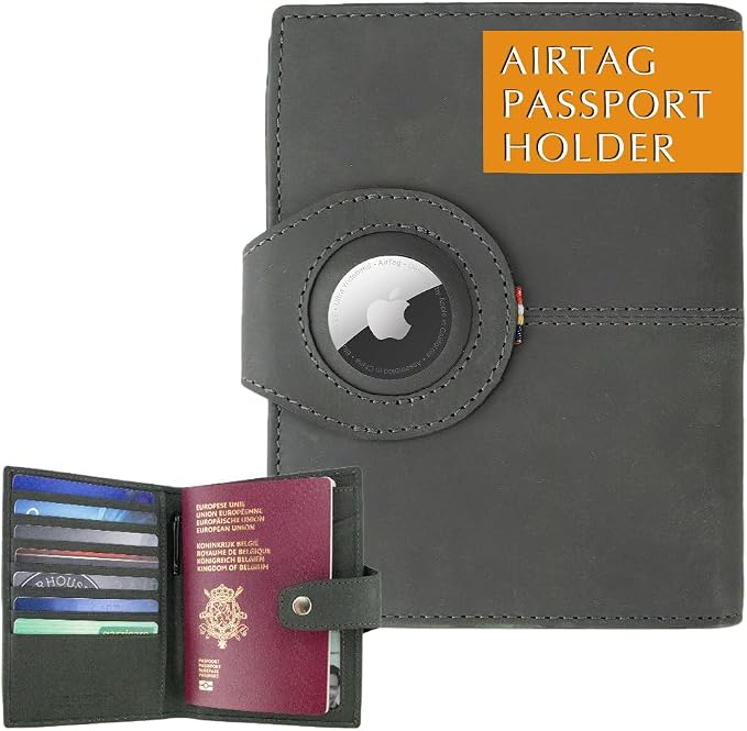 GARZINI Passport Holder with AirTag, Passport Wallet with RFID, Travel by GARZINI