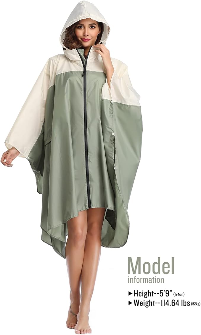SaphiRose Unisex Rain Poncho Hooded Waterproof Raincoat - Image 2