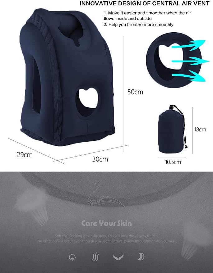 Inflatable Travel Pillow for Airplane, Inflatable Neck Air Pillow for Sleeping - Image 6