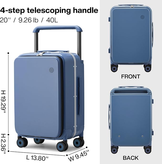 mixi Carry On Luggage Wide Handle Luxury Design Rolling Travel Suitcase PC - Image 6