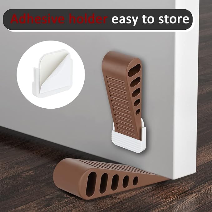 JQK Rubber Door Stopper Wedge, Bronze 3 Pack Soft TPR Premium Door Stops - Image 3
