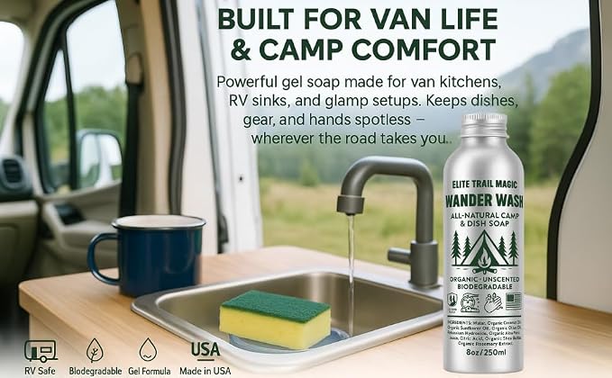 Wander Wash -Biodegradable Camp & Dish Soap Unscented | Made in USA | Organic - Image 5