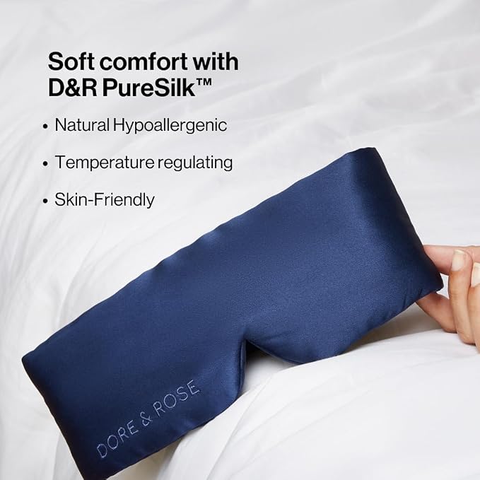 Dore & Rose Deep Sleep Mask Light Blocking, 23 Momme Mulberry Silk Eye Mask - Image 3