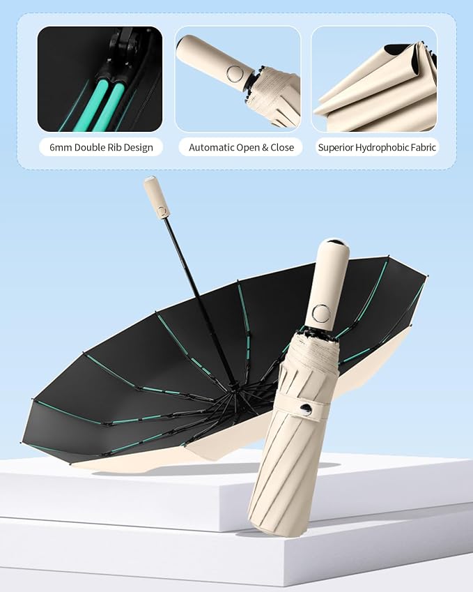 Large Double-Ribs Umbrella Automatic Folding Umbrella - Image 8