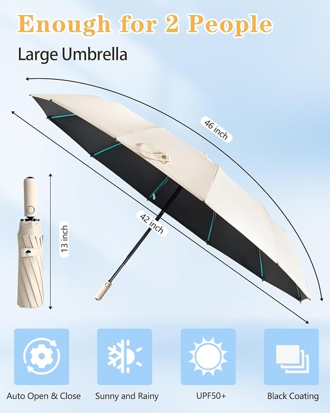 Large Double-Ribs Umbrella Automatic Folding Umbrella - Image 6
