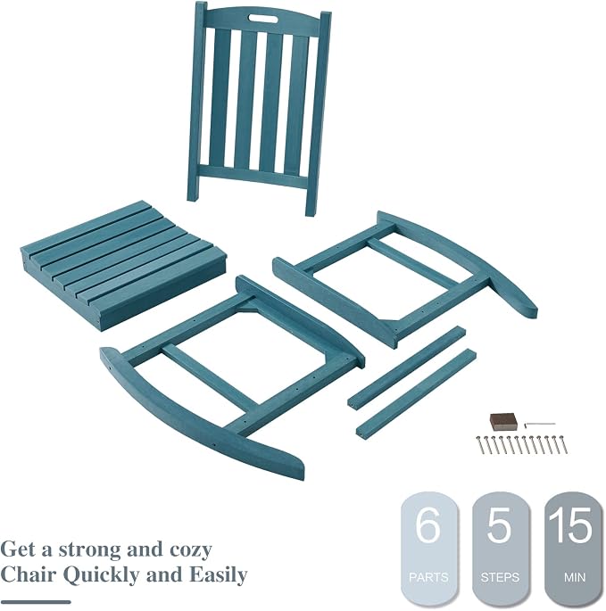 Psilvam Oversized Outdoor Rocking Chair, - Image 8