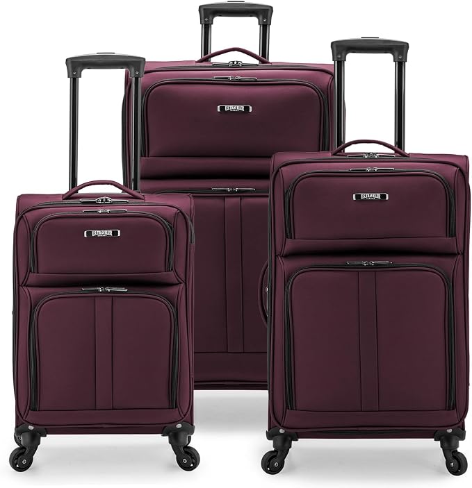 U.S. TRAVELER Anzio Softside Expandable Spinner Luggage, 3-Piece Set by USTraveler