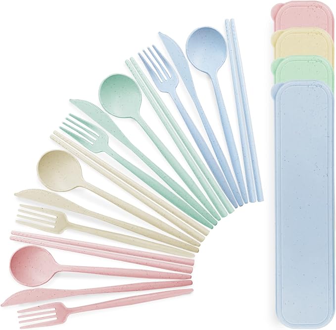 4 Sets Reusable Travel Utensils Set by TWUTGAYW