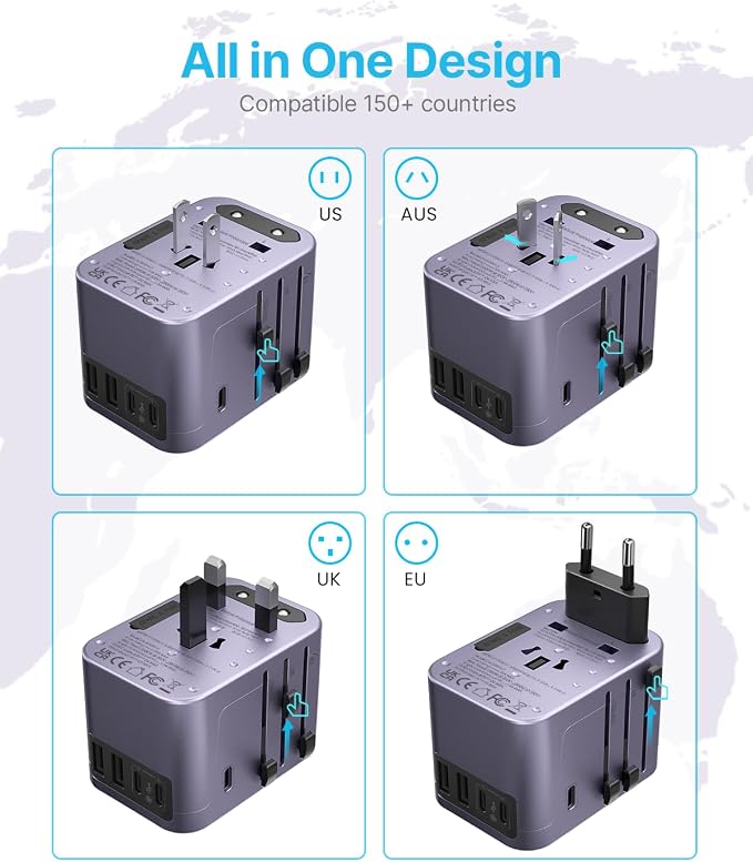 Universal Travel Adapter, VINTAR International Power Adapter - Image 2