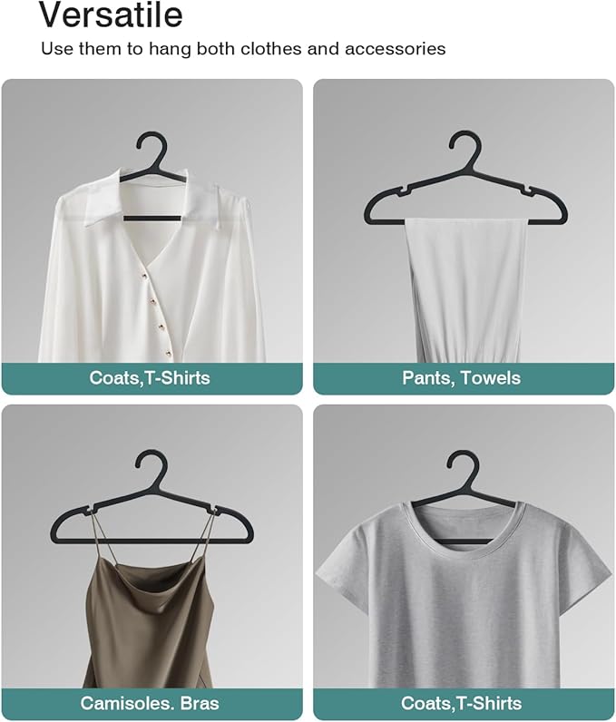 30 Pack Clothes Hangers, Non Slip Plastic Coat Hangers, Space Saving Hangers - Image 6
