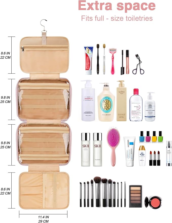 Women's Hanging Toiletry Bag, Waterproof Travel Cosmetic Organizer - Image 6