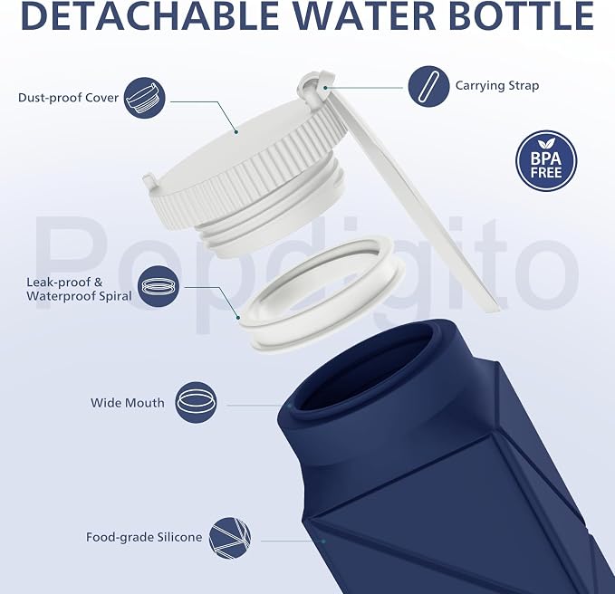 610ml Collapsible Water Bottles Upgrade Foldable Water Bottle BPA Free Reusable - Image 6