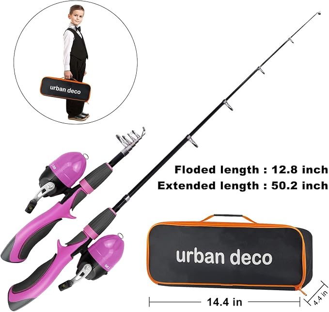Urban Deco Kids Fishing Pole Set Portable Telescopic Kids Fishing Rod and Reel - Image 4