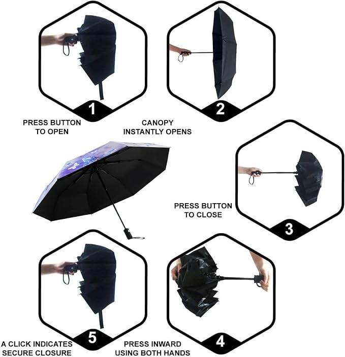 SY COMPACT Travel Umbrella Windproof Automatic Umbrellas Small Compact UV Sun - Image 3