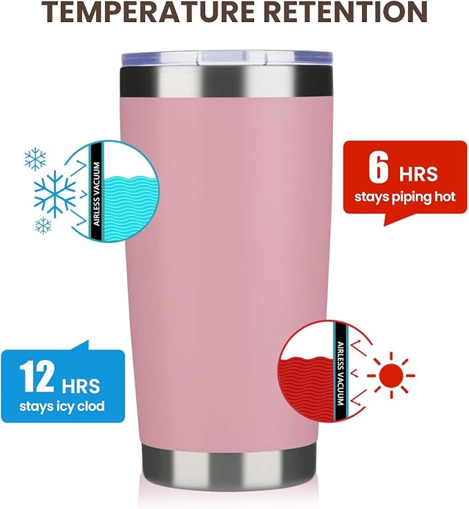 MEWAY 20oz Tumbler Cup Double Wall Vacuum Insulated Travel Mug Bulk, Stainless - Image 6