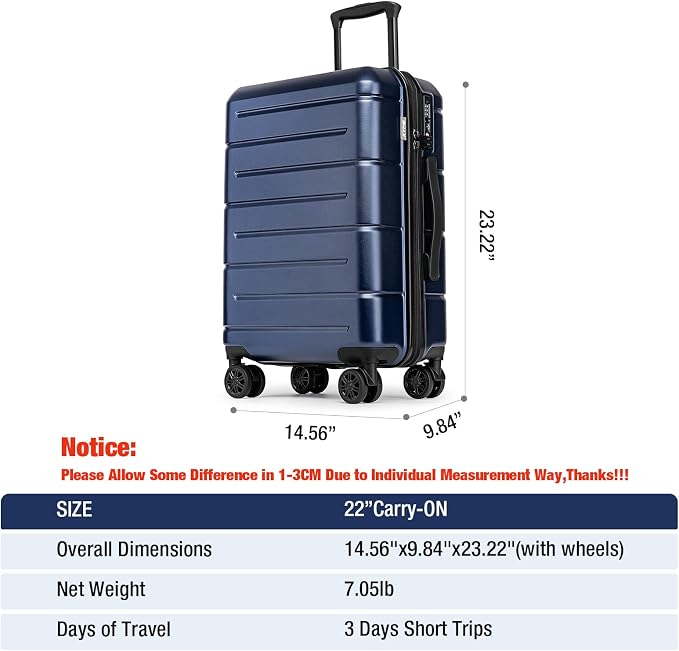 KYME Carry On Luggage 22x14x9 Airline Approved - Image 7