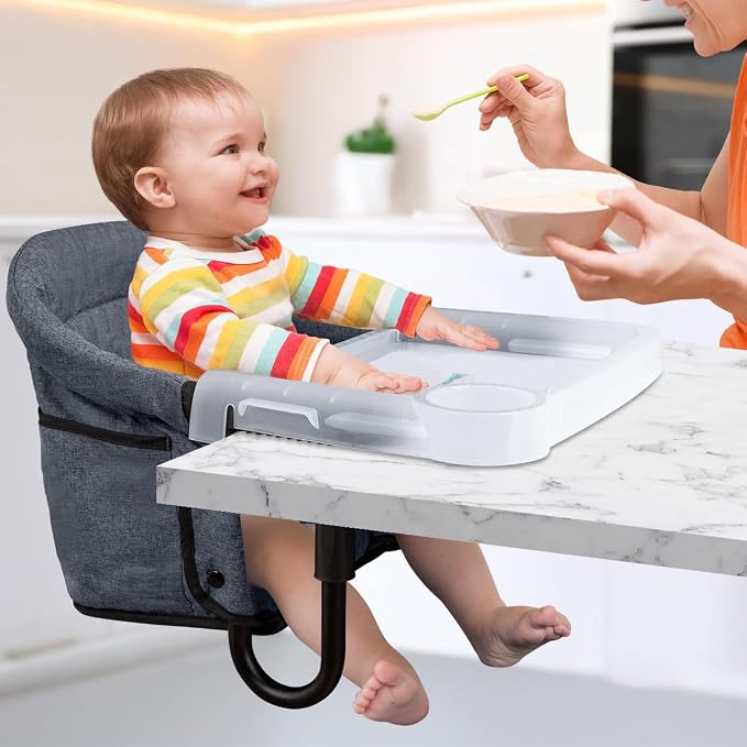 Hook On Chair with Removable Dining Tray, Portable Hook-On Chairs with Storage - Image 6