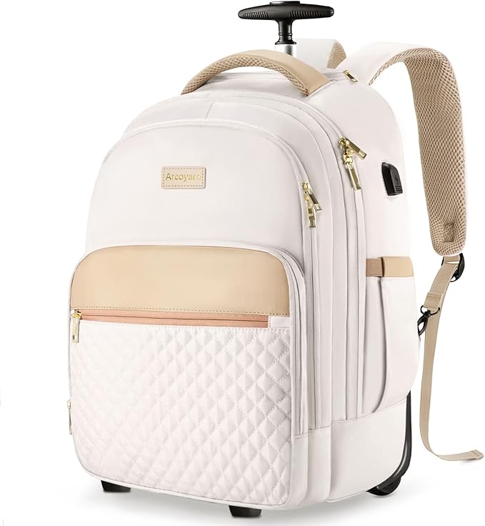 Small Rolling Backpack, Underseat Carry On Luggage by Arcoyard