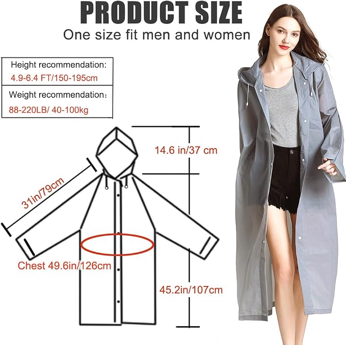 Rain Coats - Reusable EVA Rain Ponchos - Image 3