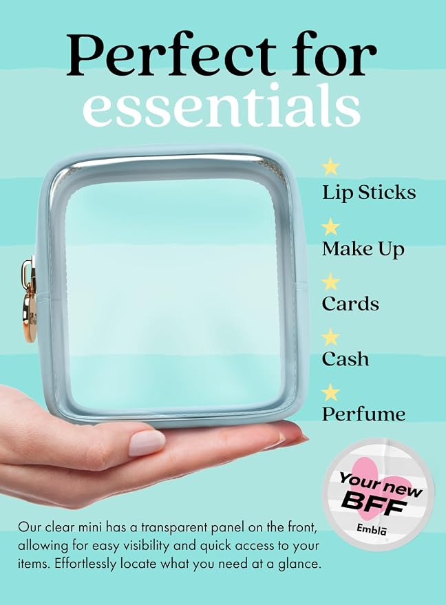 Embla Clear Makeup Bag Zipper Pouch, Transparent Cosmetic Case Organizer - Image 3