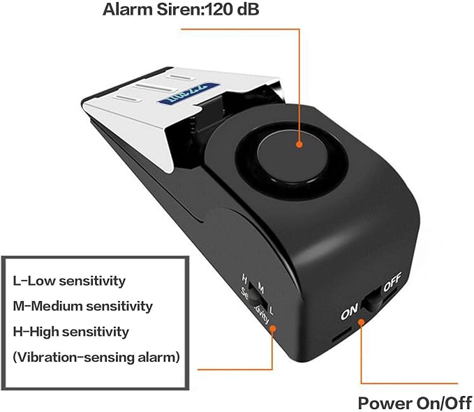 ZZRUI Upgraded 2 in 1 Portable Door Stopper Floor Wedge Security Alarm Loud - Image 4