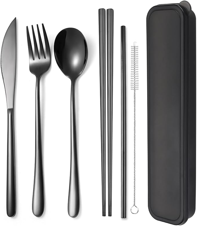 AARAINBOW 6 Pieces 18/8 Stainless Steel Flatware Set Portable Reusable Cutlery by AARAINBOW