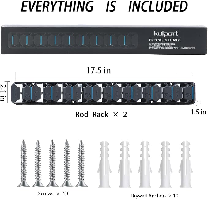 Fishing Rod Holder, Wall-Mounted Fishing Rod Rack Vertical Fishing Pole Holder - Image 3