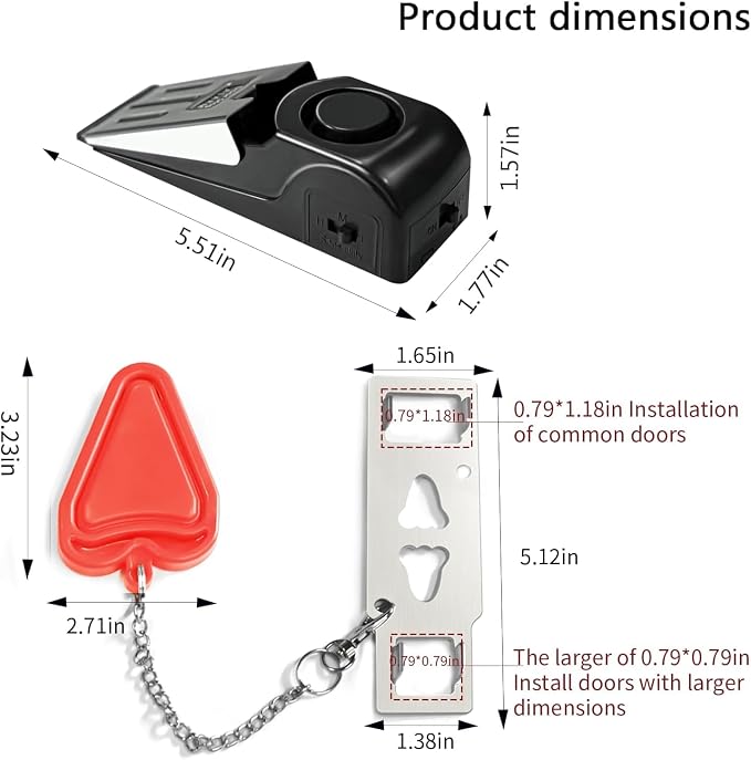 Portable Door Lock & Door Stop Alarm Set, Dual Protection Home Security Door Kit - Image 5