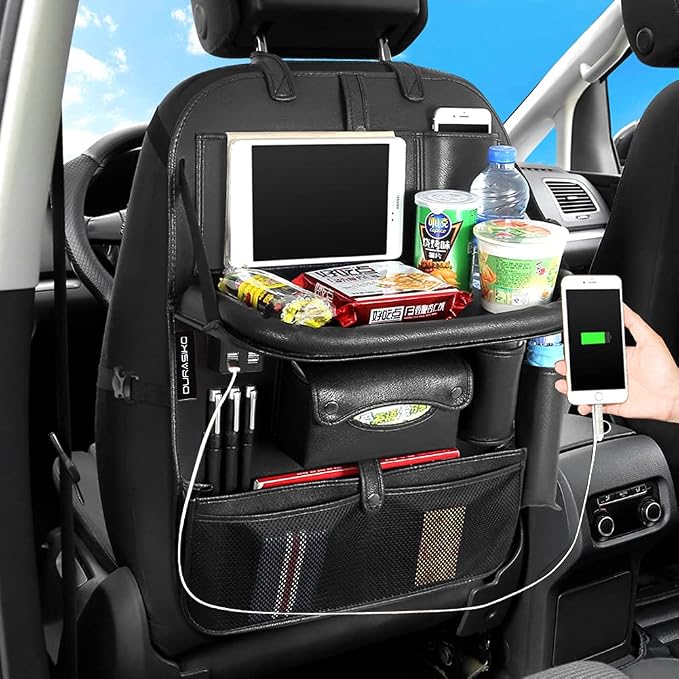 Car Backseat Organizer with Foldable Table Tray, Car Storage Organizer with by DURASIKO