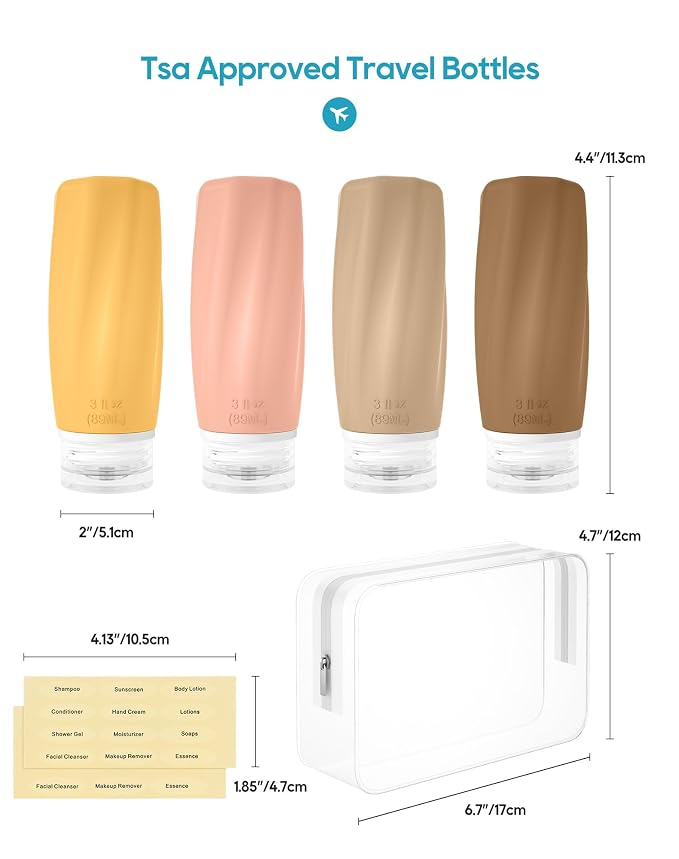 Morfone Travel Bottles Set for Toiletries, Tsa Approved Travel Size Containers - Image 6