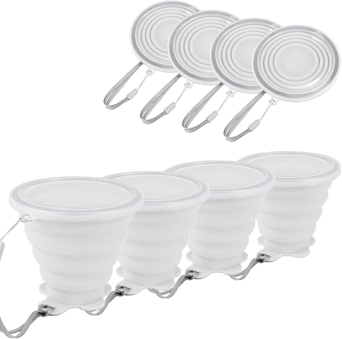JBER Silicone Collapsible Travel Cup, 4 Pack Silicone Folding Camping Cup - Image 2