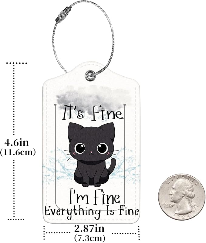 2 Pcs Luggage Tags for Suitcase, Cute Unique PU Leather Travel Bag Tag - Image 2