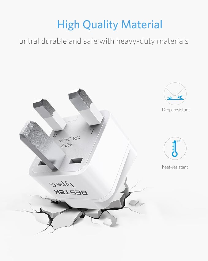 BESTEK European Travel Plug Adapter Set, Grounded Universal Power Plug Adapter - Image 4