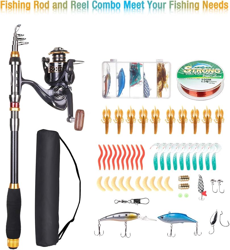 Fishing Rod and Reel Combo, Carbon Fiber Telescopic Fishing Pole - Image 7