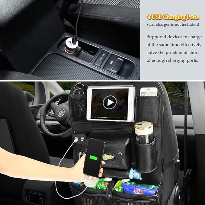 Car Backseat Organizer with Foldable Table Tray, Car Storage Organizer with - Image 3