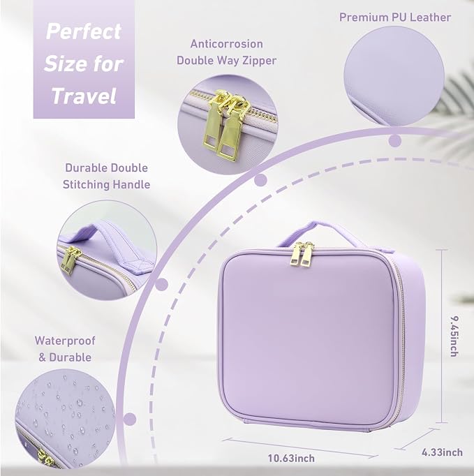 Travel Makeup Bag with Lighted Mirror, Makeup Organizer Bag with 3 Color Modes - Image 2
