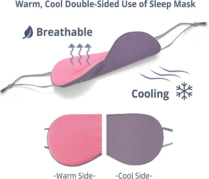 Sleeping Mask 2 Pack, Cool Double-Sided Use of Sleep Mask, Super Soft Blindfold - Image 2