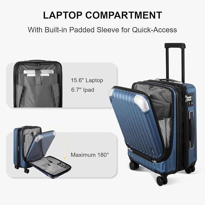 LEVEL8 Grace Carry on Luggage Airline Approved, 20 Inch Expandable Hard Sided - Image 3