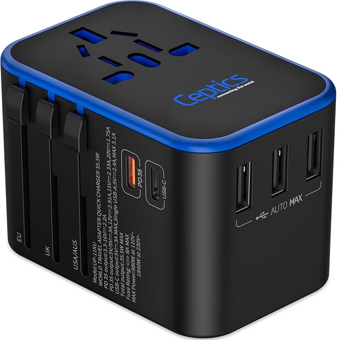 Ceptics Universal Travel Adapter, 35W International Power Adapter by Ceptics
