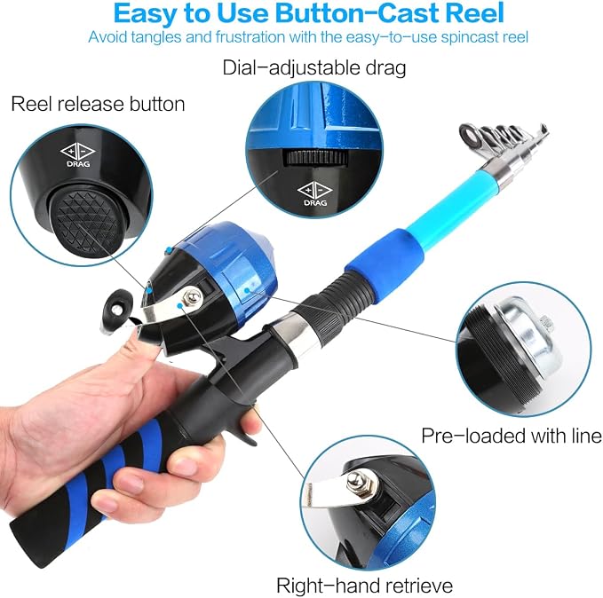 Collapsible Telescopic Fishing Rod and Reel Combo Push Button Small Fishing - Image 4