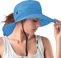 Rosoz Ponytail Sun Bucket Hats for Women UV Protection Foldable Mesh Wide Brim by Rosoz
