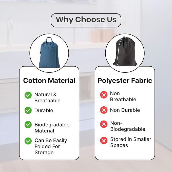 LFH Home Cotton Canvas Large Laundry Bag - Image 7
