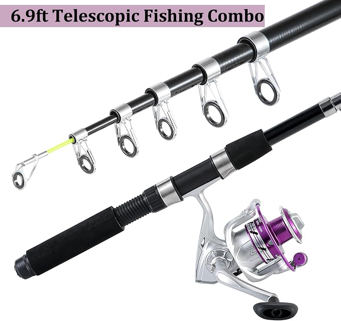 Fishing Pole Combo, 6.9ft 2Pcs Telescopic Rods Set, Collapsible Fishing Rods - Image 3