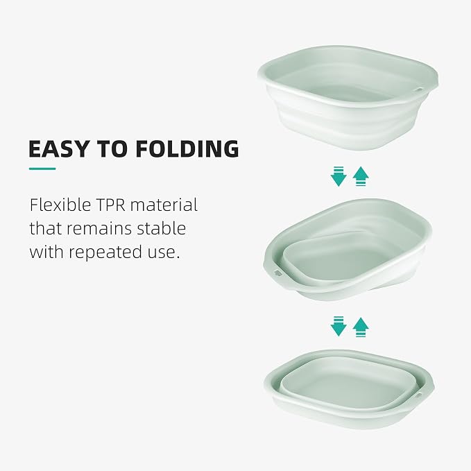 2 Pack Collapsible Wash Basin Set, Foldable Dish Tub, Small Medium Portable Sink - Image 6