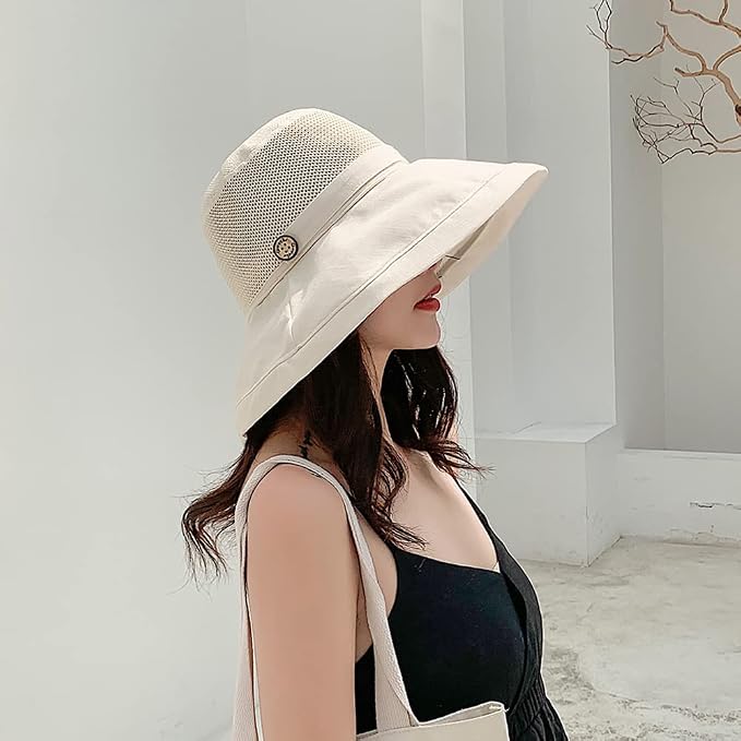 Women Wide Brim Sun Hats Metal Wired Edge Summer UV Protection Beach Fishing Hat - Image 7