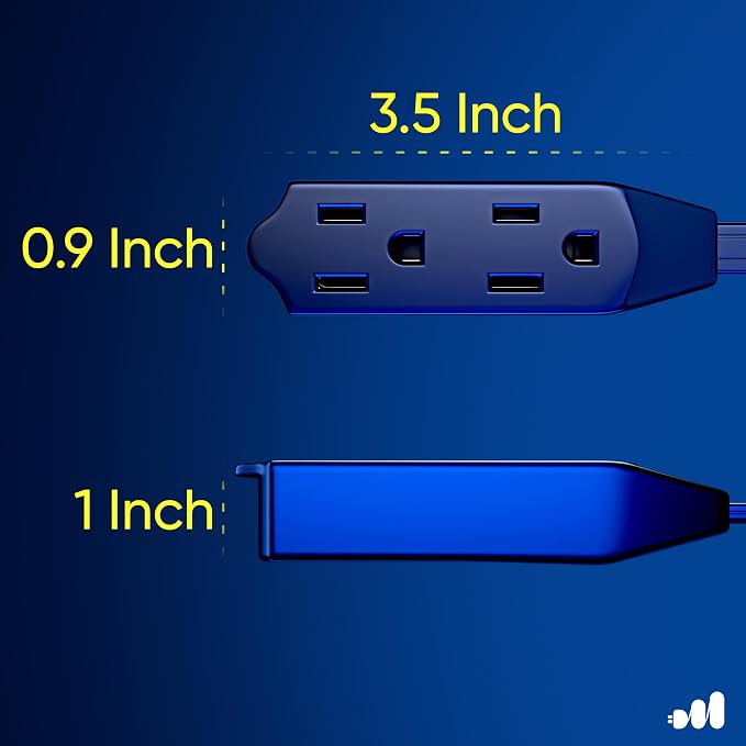Maximm Cable 1 Ft 360° Rotating Flat Plug Extension Cord/Wire, 16 AWG Multi 3 - Image 4