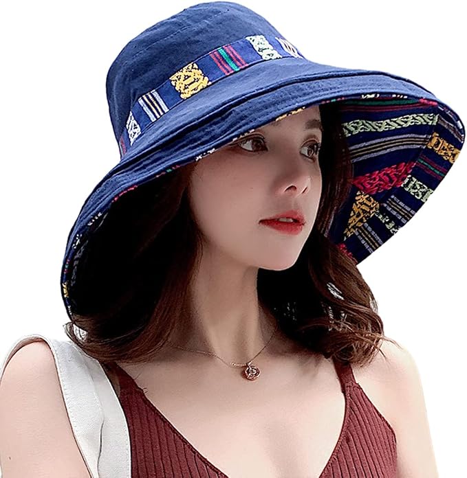 Women Wide Brim Sun Hats Metal Wired Edge Summer UV Protection Beach Fishing Hat - Image 2